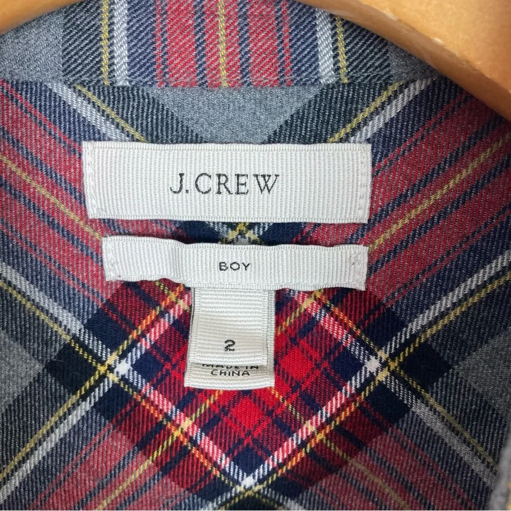 J.Crew Boy Fit Tartan Plaid Button Shirt Size 2